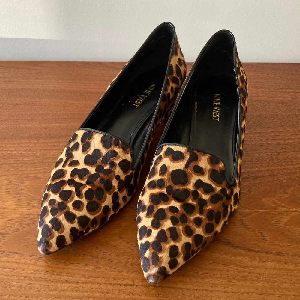 Nine West leopard print calf hair low heels